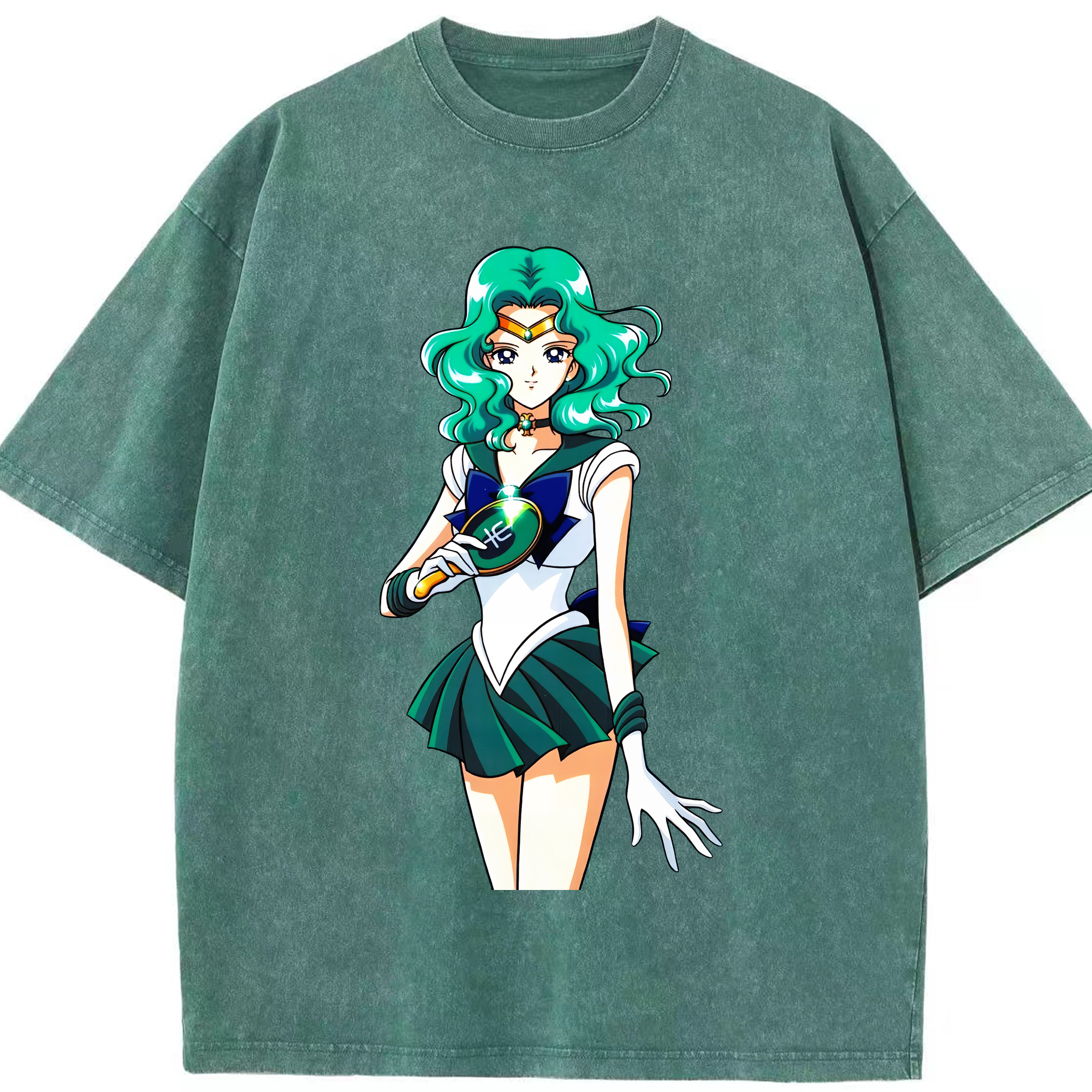（画像用） 美少女戦士セーラームーン 海王 みちる（かいおう みちる） Sailor Moon Kaiou Michiru 綿100% ヴィンテージ風 半袖Tシャツ（フロントプリント）